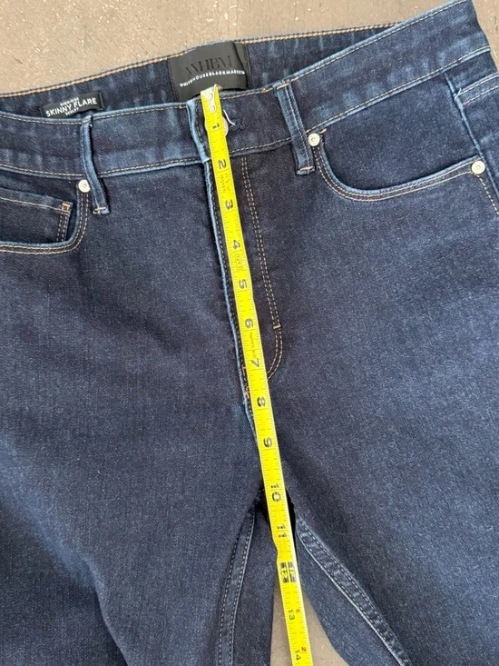 WHBM Women’s High Rise Dark Wash Sculpt Skinny Flare Jeans Size 8 Stretch - Picture 12 of 16